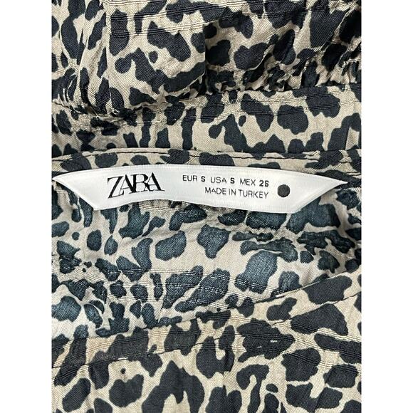 Zara Women's Animal Print Round Neck 3/4 Sleeve Tiered Mini Light Dress Sz S - Picture 11 of 12